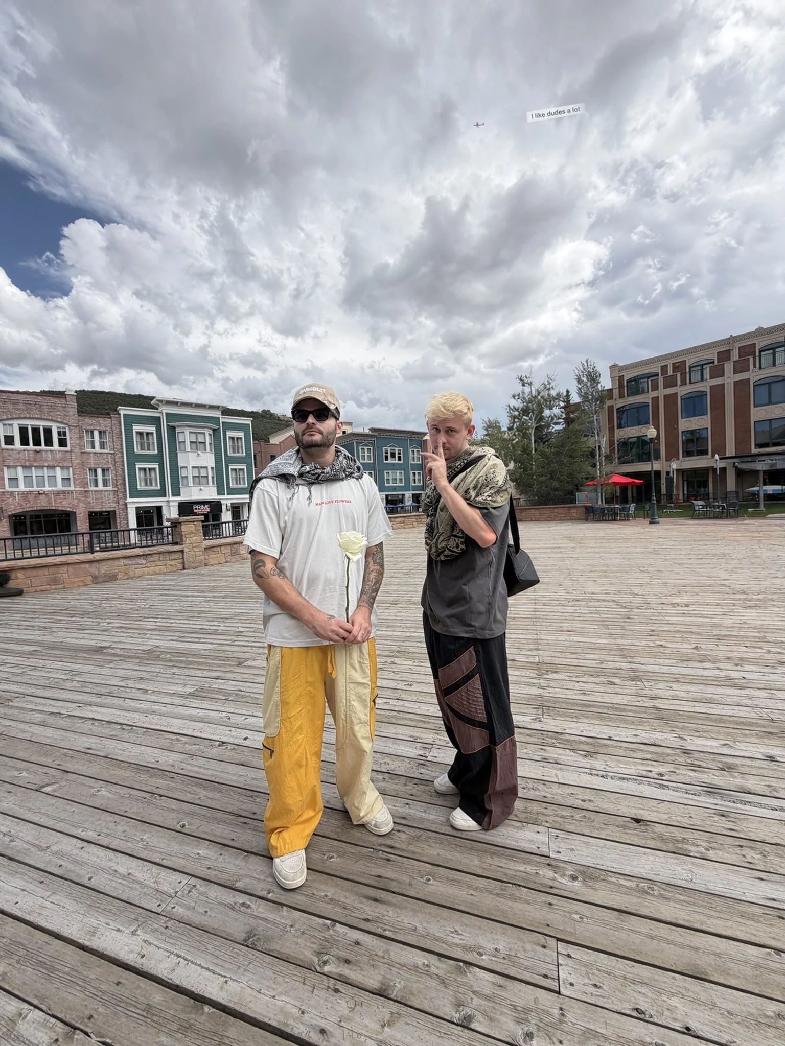 Patrick with a friend on the boardwalk
